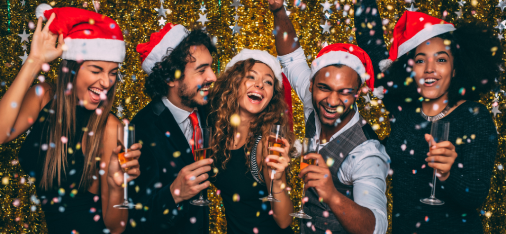 Workmates at Christmas party