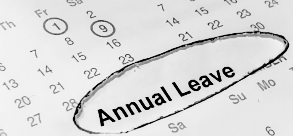 calendar with annual leave wording over it